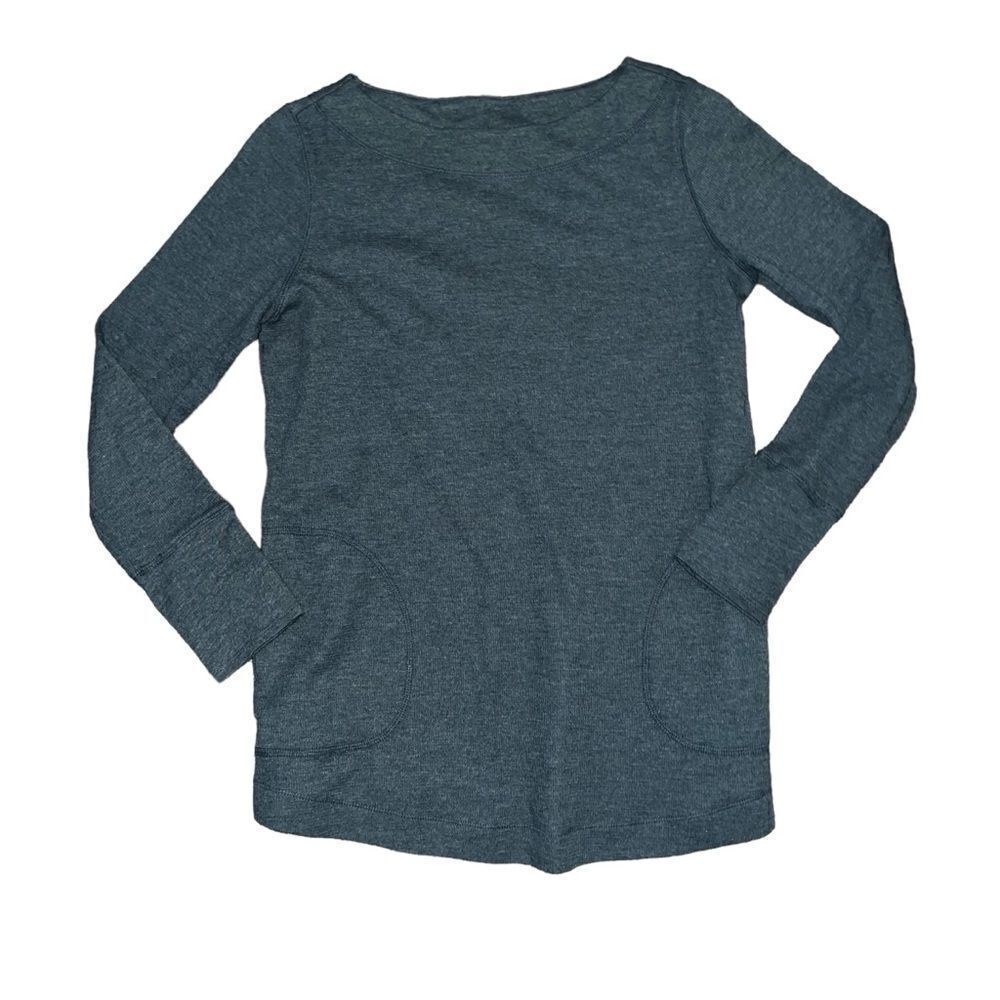 J. JILL Blue/Green Long Sleeve Thermal Shirt W/ Pockets Size Small